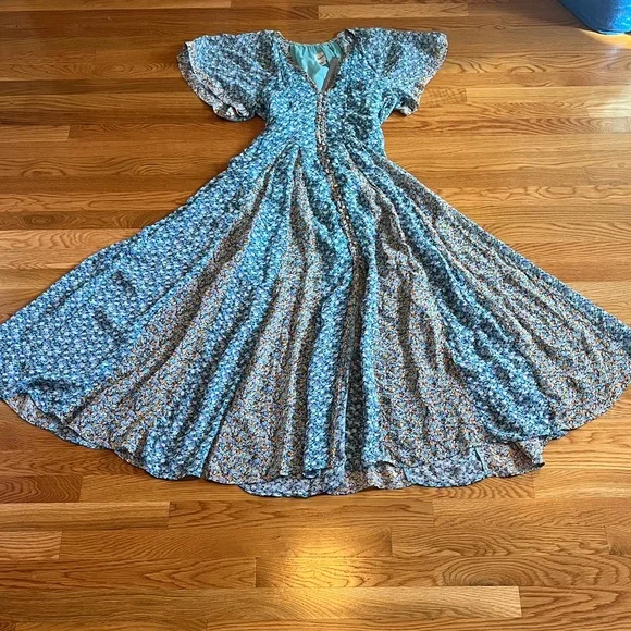 Anthropologie Blue Floral Maxi Dress - Picture 5 of 15